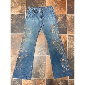 Express X2 Lab Boho Embellished Flare Jeans